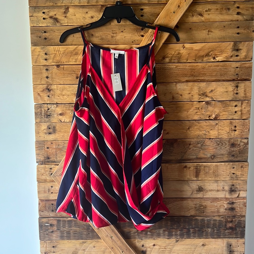NWT MAURICE’S navy blue, red, and white striped spaghetti strap top